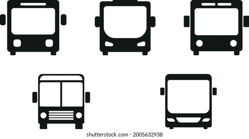 Front view of bus icons vector