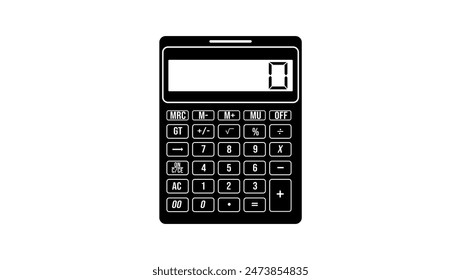 front view of calculator, black isolated silhouette