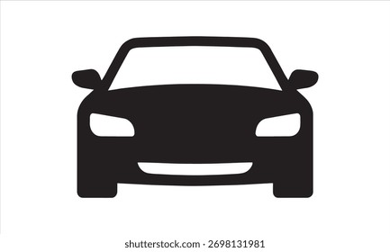 Ícone de carro de visão frontal - Silhueta preta para automotivo, transporte e design de interface do usuário