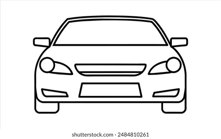 front view of car icon	Editable stroke. Vector illustration.