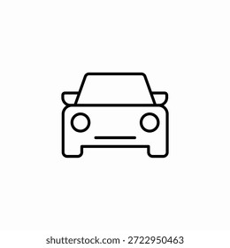 vetor de sinal de ícone de carro de visão frontal