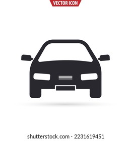 Front view car icon. Transportation concept. Vector illustration isolated on white background.