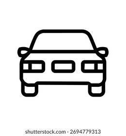 Front view car line icon, simple vehicle and transportation vector illustration