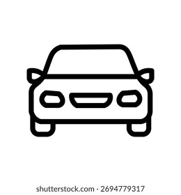 Front view car line icon, simple vehicle and transportation vector illustration
