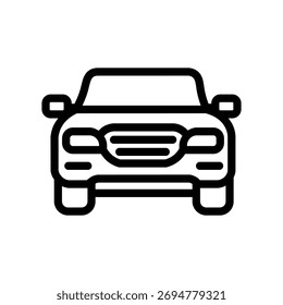 Frontansicht Auto Linie Symbol, einfaches Fahrzeug und Transport Vektorgrafik