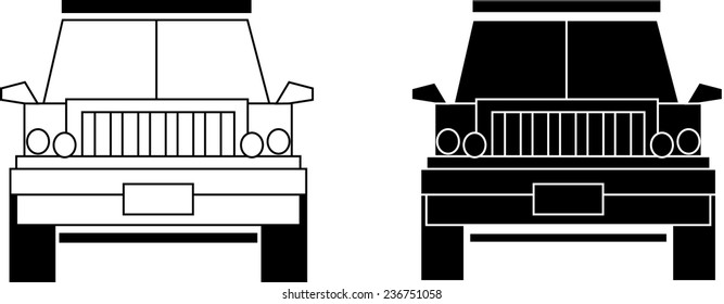 Front view of a car on a white background