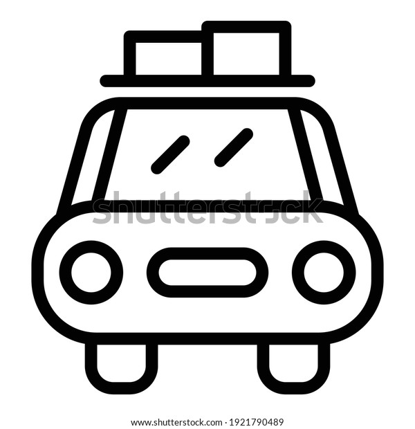 Front view\
car roof box icon. Outline front view car roof box vector icon for\
web design isolated on white\
background