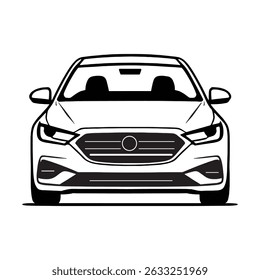 Front view car silhouette, vector icon on white background. Vehicle icon for apps and websites.