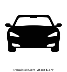 Front View Car Silhouette Vector, Black Auto Icon Design.