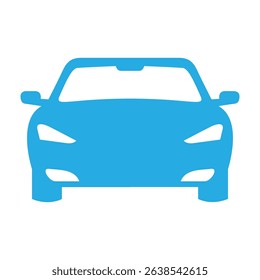Front View Car Silhouette Vector, Blue Auto Icon Design.