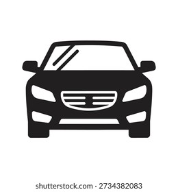 front view car silhouette vector icon automobile transportation modern vehicle design travel mobility traffic passenger road motor automotive urban drive sleek