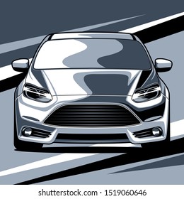 Front view car vector illustration in 4 colors