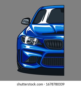 front view car vector illustration for phone case conceptual design