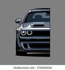 front view car vector illustration for phone case conceptual design