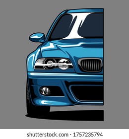 front view car vector illustration for phone case conceptual design