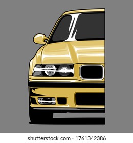 front view car vector illustration for phone case conceptual design