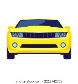 Front view car vector illustration. Cartoon vehicles, car, truck, lorries, sedans isolated on white background. Transport, urban traffic, road concept