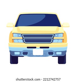 Vorderansicht Auto Vektorgrafik. Cartoon-Fahrzeuge, Pkw, Lkw, Lkw einzeln auf weißem Hintergrund. Verkehr, Stadtverkehr, Straßenverkehrskonzept