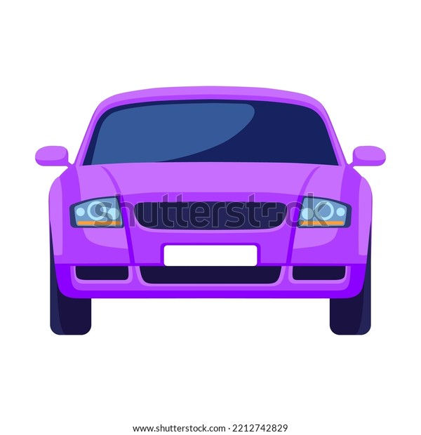 Front view car vector illustration. Cartoon\
vehicles, sedan isolated on white background. Transport, urban\
traffic, road concept