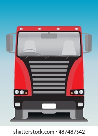 Front view of Cargo truck Vector Illustration