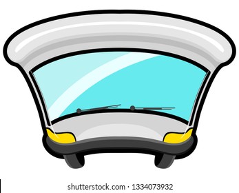 Front view of a cartoon bus. Public transport. Vector illustration design