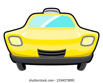 Front view of a cartoon taxi cab. Vector illustration design