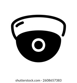 Front view of a ceiling mounted dome security camera for wide surveillance