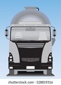 Front view of Cement Mixer  truck Vector Illustration