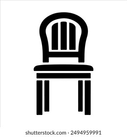 Front view chair vector silhouette on white background. Chair head icon sign illustration design.
