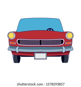front view of classic car icon over white background, vector illustration