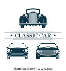 Front View Classic Car Logo Vector Set