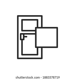 Icono de la línea de color de la puerta cerrada de la vista frontal. Plástico material. Elemento vector aislado.