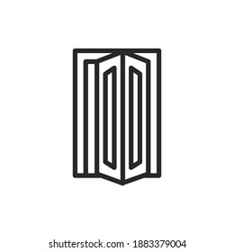 Icono de la línea de color de las puertas plegables cerradas de la vista frontal. Elemento vector aislado.