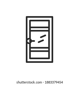 Front view closed interroom door color line icon. Isolated vector element.