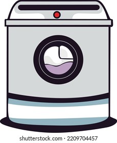 Front view, close-up, Washing machine vector illustration isolated on white background. Flat design, cartoon style electronic laundry equipment for housekeeping, home appliance. 