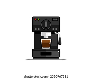 Front view of coffee machine espresso on isolated background, Vector illustration.