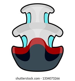 Front view of a comic ship. Public transport. Vector illustration design