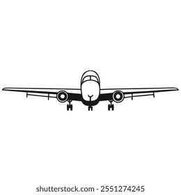 Front View of a Commercial Airplane Vector Illustration