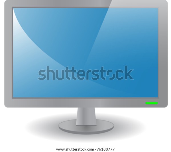 Front View Computer Monitor Blue Screen Stock Vector (Royalty Free ...