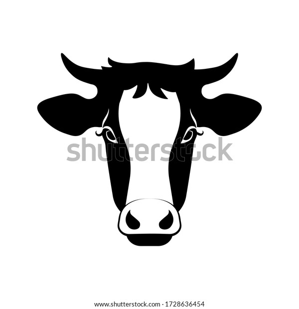 Front View Cow Head Black White Stock Vector (Royalty Free) 1728636454 ...