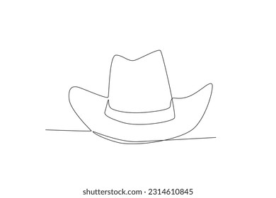 Front view of a cowboy hat. Cowboy one-line drawing