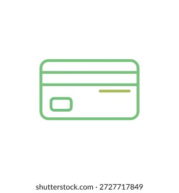 Vista frontal do cartão de crédito com símbolo chip para compras on-line e transações financeiras.