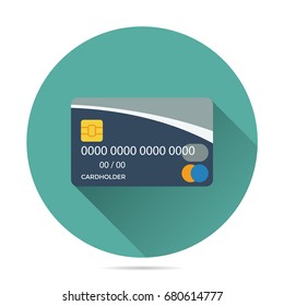 front view credit card vector flat icon, for payment, bank, money, financial, business illustration