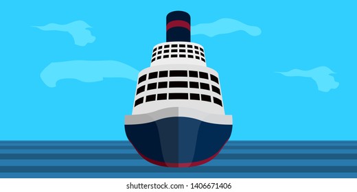 Front view of a cruise ship in a landscape - Vector