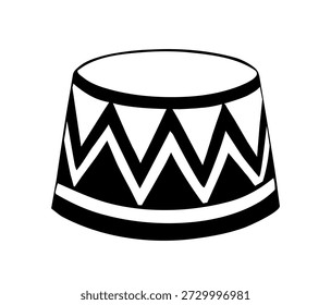 Front view cute old cirque cheer joy cat animal seat ring rack cylinder shape toy render. Bright red black line hand drawn small little logo emblem outline doodle art childhood competition exhibition statue retro comic style blank white text space