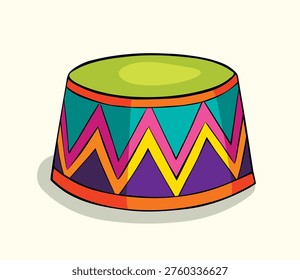 Front view cute old cirque cheer joy cat animal seat ring rack cylinder shape toy render. Bright red black line hand drawn small little logo emblem outline doodle art childhood competition exhibition statue retro comic style blank white text space