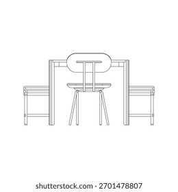 vista frontal, conjunto de jantar, 2 cadeira, 2 banquetas, carvalho branco, madeira de carvalho, madeira maciça, móveis, sala de jantar, minimalista, moderno