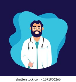 Front view of doctor with stethoscope