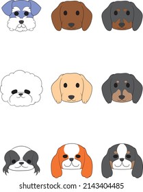 Front view of a dog (set of 9 dogs of 5 breeds) full color