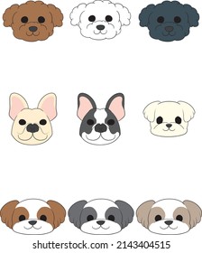 Front view of a dog (set of 9 dogs of 4 breeds) full color